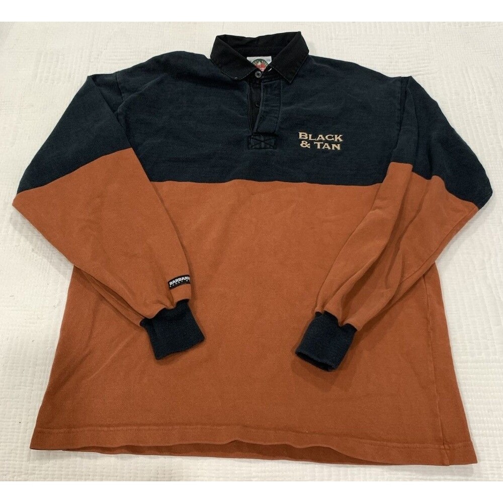 VTG Barbarian Rugby Long Sleeve Men XXL Beer Guinness Bass Ale Black And Tan
